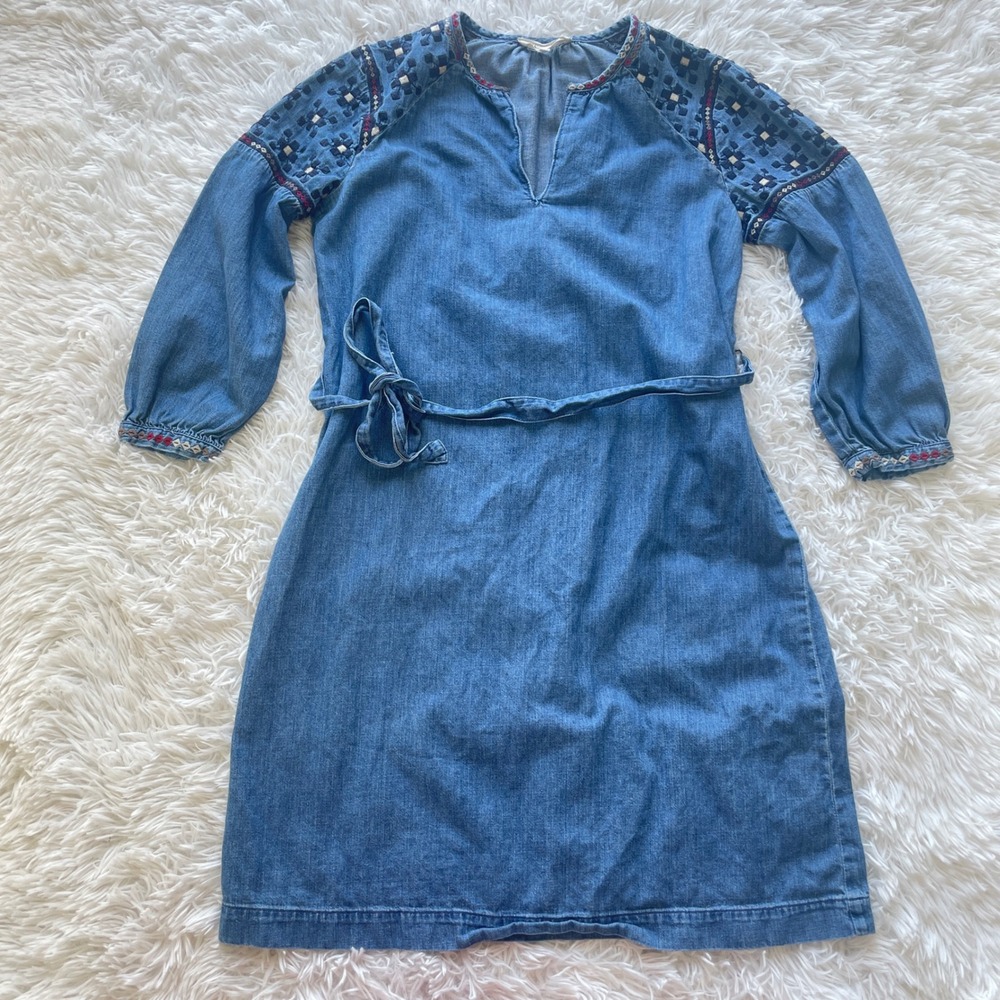 Madewell Embroidered Denim Dress